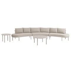 Porta Khaki/Stone 5 Piece Outdoor Patio Aluminum Modular Sofa Set - Ornate Home
