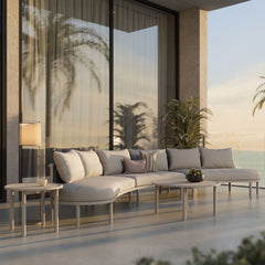 Porta Khaki/Stone 5 Piece Outdoor Patio Aluminum Modular Sofa Set - Ornate Home