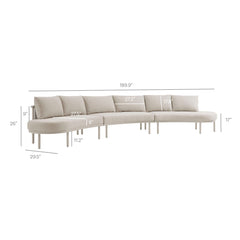 Porta Khaki/Stone 5 Piece Outdoor Patio Aluminum Modular Sofa Set - Ornate Home