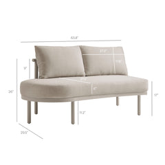 Porta Khaki/Stone Left-Arm Facing Outdoor Patio Aluminum Modular Piece - Ornate Home
