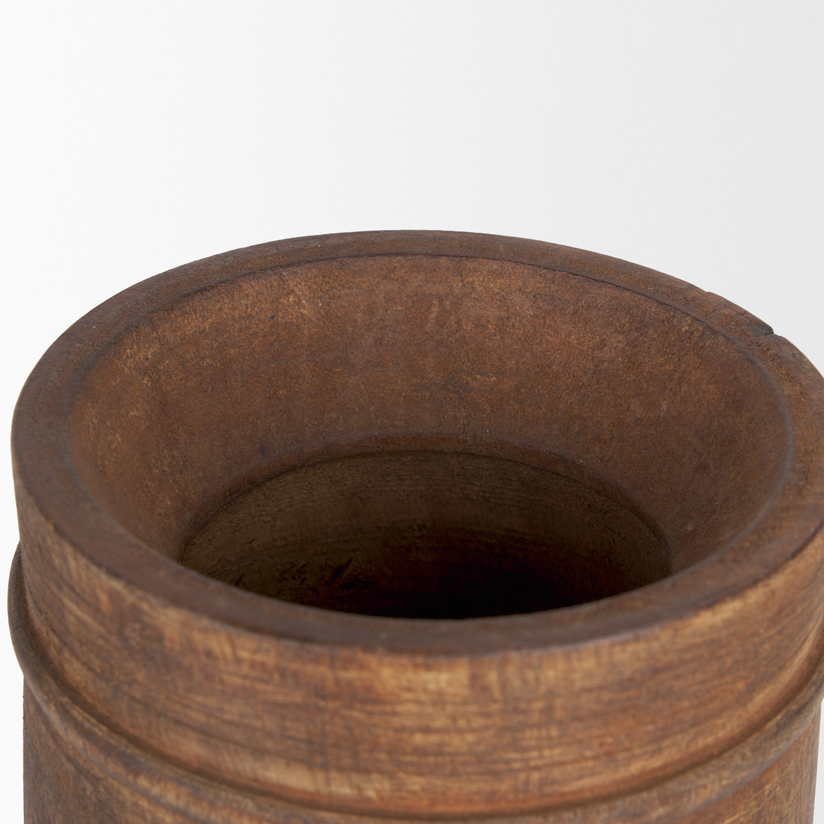 Porta Medium Brown Large Reclaimed Wooden Pot - Ornate Home