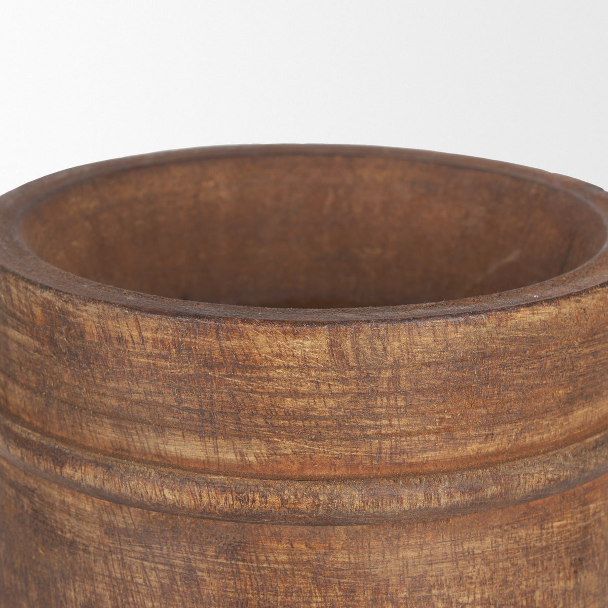 Porta Medium Brown Large Reclaimed Wooden Pot - Ornate Home