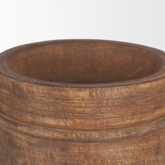 Porta Medium Brown Large Reclaimed Wooden Pot - Ornate Home
