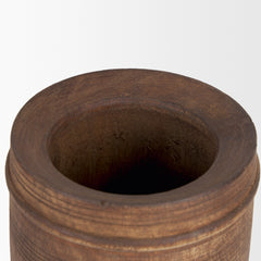 Porta Medium Brown Small Reclaimed Wooden Pot - Ornate Home