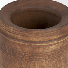 Porta Medium Brown Small Reclaimed Wooden Pot - Ornate Home