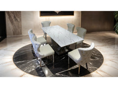 Portanova Chrome/White 7 Piece Dining Set - Ornate Home