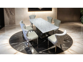Portanova Chrome/White 7 Piece Dining Set - Ornate Home