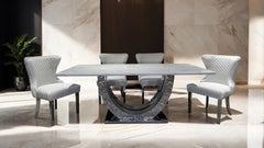 Portanova Chrome/White 7 Piece Dining Set - Ornate Home