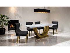 Portanova Gold/Black 7 Piece Dining Set - Ornate Home