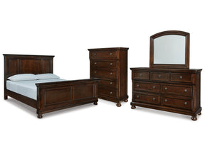 Porter Rustic Brown California King Panel Bed & Dresser & Mirror & Chest (Online Special Price) - Ornate Home