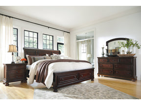 Porter Rustic Brown California King Sleigh Bedroom Set with Dresser, Mirror and Nightstand (Online Special Price) - Ornate Home