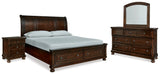 Porter Rustic Brown California King Sleigh Bedroom Set with Dresser, Mirror and Nightstand (Online Special Price) - Ornate Home