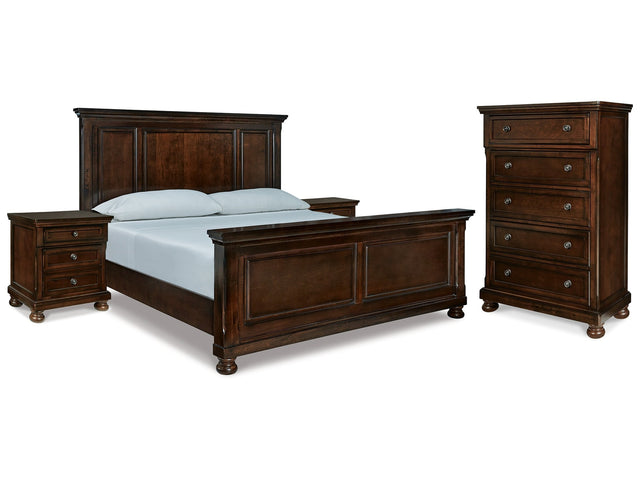 Porter Rustic Brown King Panel Bedroom Set with Chest and 2 Nightstands (Online Special Price) - Ornate Home