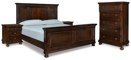 Porter Rustic Brown King Panel Bedroom Set with Chest and 2 Nightstands - Ornate Home