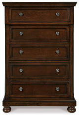 Porter Rustic Brown King Sleigh Bedroom Set with Dresser, Mirror, Chest and Nightstand (Online Special Price) - Ornate Home