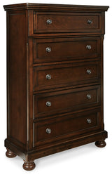 Porter Rustic Brown King Sleigh Bedroom Set with Dresser, Mirror, Chest and Nightstand (Online Special Price) - Ornate Home