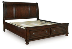 Porter Rustic Brown King Sleigh Storage Bed - Ornate Home
