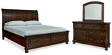 Porter Rustic Brown King Sleigh Storage Bedroom Set with Dresser and Mirror (Online Special Price) - Ornate Home
