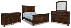 Porter Rustic Brown Queen Panel Bed, Dresser, Mirror and 2 Nightstands - Ornate Home