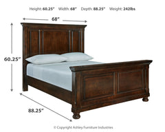 Porter Rustic Brown Queen Panel Bed, Dresser, Mirror and 2 Nightstands - Ornate Home