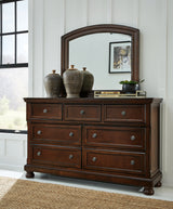 Porter Rustic Brown Queen Panel Bed, Dresser, Mirror and 2 Nightstands - Ornate Home