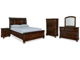 Porter Rustic Brown Queen Sleigh Bedroom Set with Dresser, Mirror, Chest and Nightstand (Online Special Price) - Ornate Home
