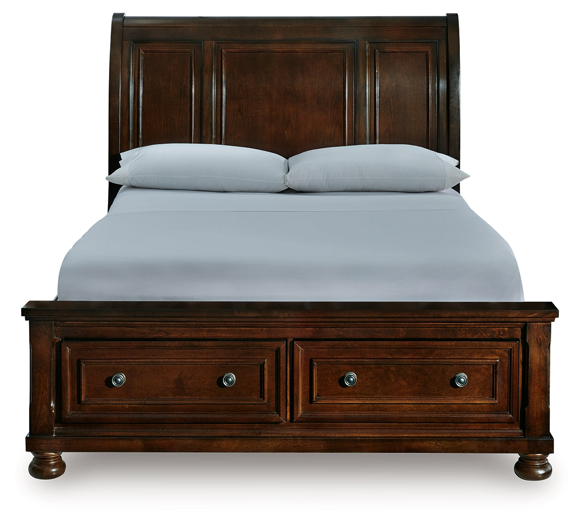 Porter Rustic Brown Queen Sleigh Storage Bed, Dresser and Mirror (Online Special Price) - Ornate Home