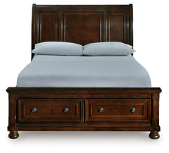 Porter Rustic Brown Queen Sleigh Storage Bed, Dresser and Mirror - Ornate Home
