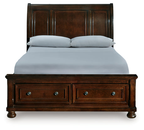 Porter Rustic Brown Queen Sleigh Storage Bed, Dresser and Mirror - Ornate Home