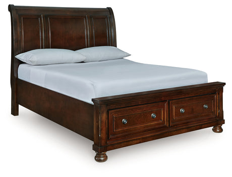 Porter Rustic Brown Queen Sleigh Storage Bed, Dresser and Mirror - Ornate Home