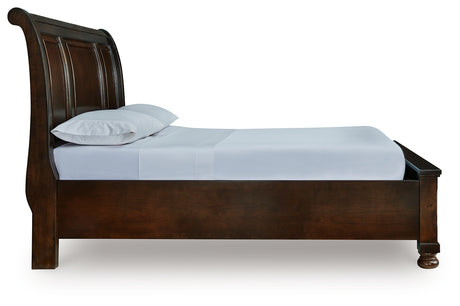 Porter Rustic Brown Queen Sleigh Storage Bed, Dresser and Mirror - Ornate Home
