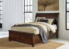Porter Rustic Brown Queen Sleigh Storage Bed, Dresser and Mirror - Ornate Home