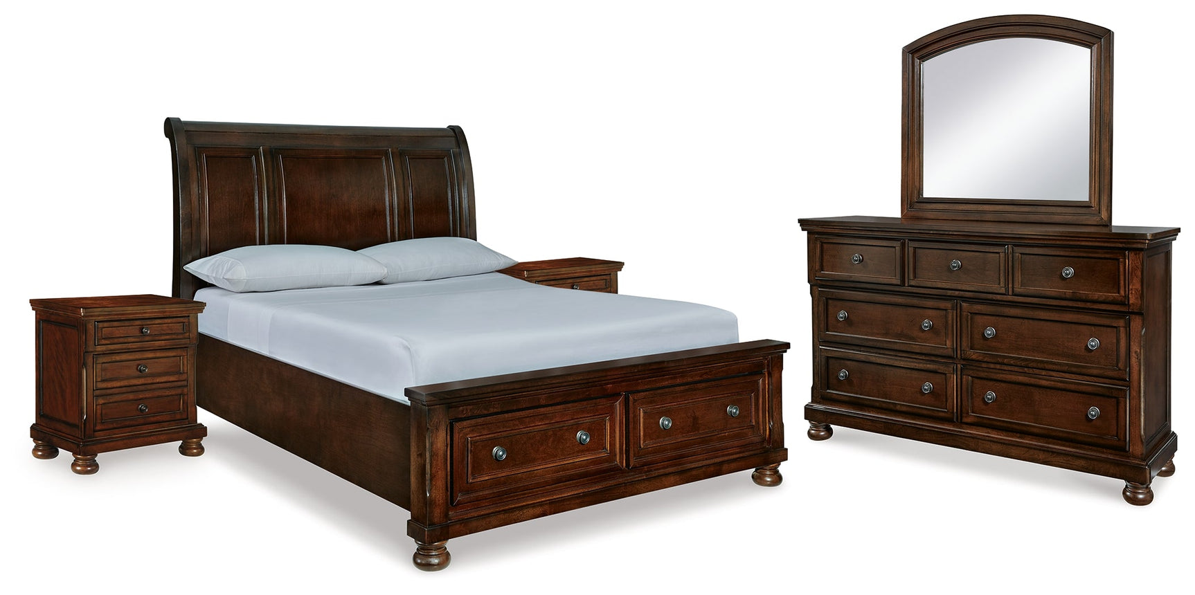 Porter Rustic Brown Queen Storage Bedroom Set with Dresser, Mirror and 2 Nightstands (Online Special Price) - Ornate Home