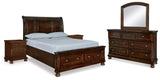 Porter Rustic Brown Queen Storage Bedroom Set with Dresser, Mirror and 2 Nightstands - Ornate Home