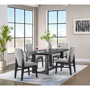Portland Black 5-Piece Standard Height Dining Set with Rectangular Table & Four Chairs - Ornate Home