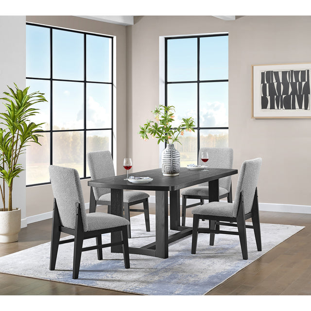 Portland Black 5-Piece Standard Height Dining Set with Rectangular Table & Four Chairs - Ornate Home