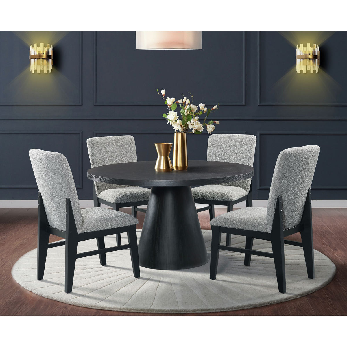 Portland Black 5-Piece Standard Height Dining Set with Table & Four Chairs - Ornate Home