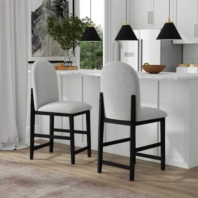 Portland Black/Grey Round Back Barstool (Set of 2) - Ornate Home