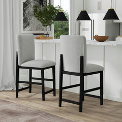 Portland Black/Grey Square Back Barstool (Set of 2) - Ornate Home
