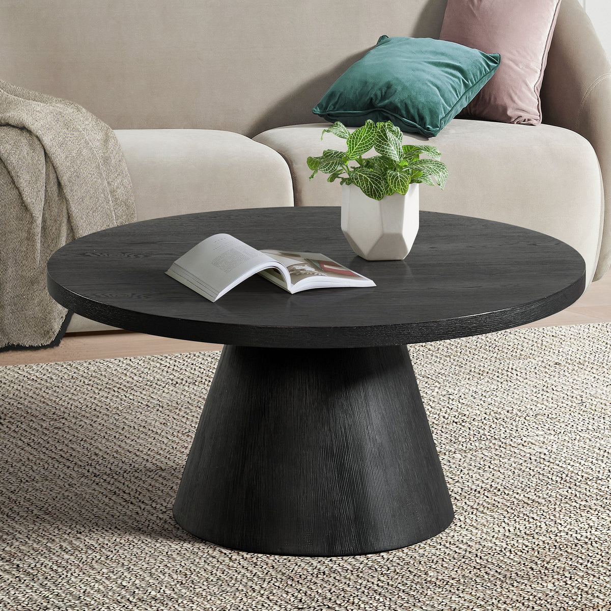 Portland Black Round Coffee Table - Ornate Home