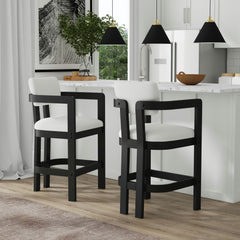 Portland Black/White Arm Barstool (Set of 2) - Ornate Home