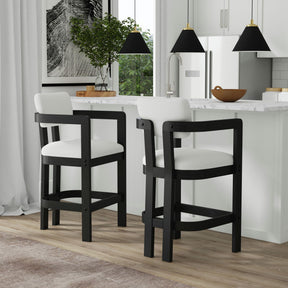 Portland Black/White Arm Barstool (Set of 2) - Ornate Home