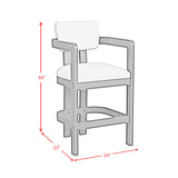 Portland Black/White Arm Barstool (Set of 2) - Ornate Home