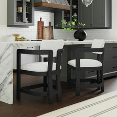 Portland Black/White Arm Counter Stool (Set of 2) - Ornate Home