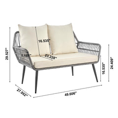 Portofino Patio 4-Person Conversation Set with Coffee Table with Cream Cushions - Ornate Home