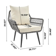 Portofino Patio 4-Person Conversation Set with Coffee Table with Cream Cushions - Ornate Home