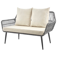 Portofino Patio 4-Person Conversation Set with Coffee Table with Cream Cushions - Ornate Home