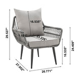 Portofino Patio 4-Person Conversation Set with Coffee Table with Grey Cushions - Ornate Home