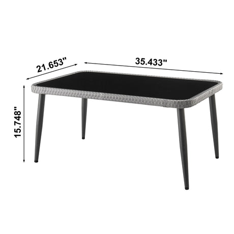 Portofino Patio 4-Person Conversation Set with Coffee Table with Grey Cushions - Ornate Home