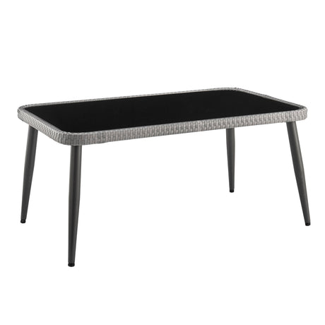 Portofino Patio 4-Person Conversation Set with Coffee Table with Grey Cushions - Ornate Home